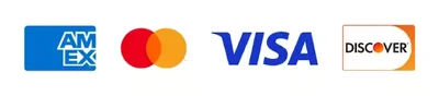 We accept American Express, Mastercard, Visa and Discover